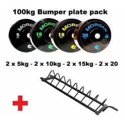 MORGAN 100KG BUMPER PLATE PACK + STORAGE TROLLEY