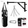 Mani Fixed Wall Bracket + 90cm 3ft Punching Bag + Mitts + Bag Chain + Hook Set Pack - Black