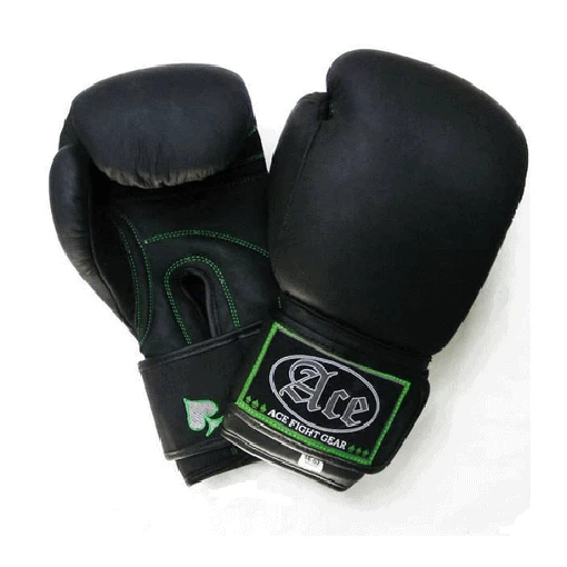 ACE "ILL Fortune" Leather Boxing Gloves Black 8oz 10oz 12oz 14oz 16oz