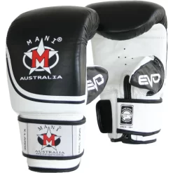 Mani Black & White Leather EVO Bag Mitts Training Gloves