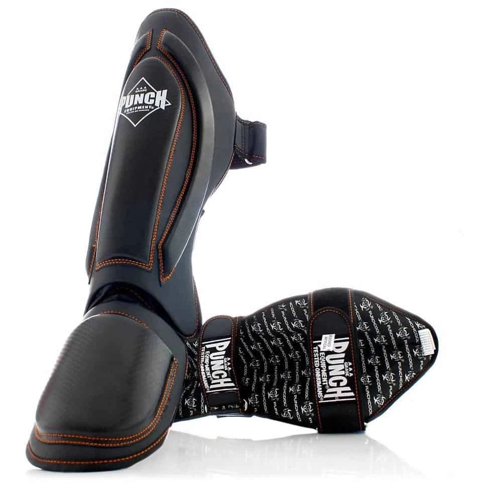 PUNCH Precision Black Diamond Shin Pads Premium Kickboxing MMA Training