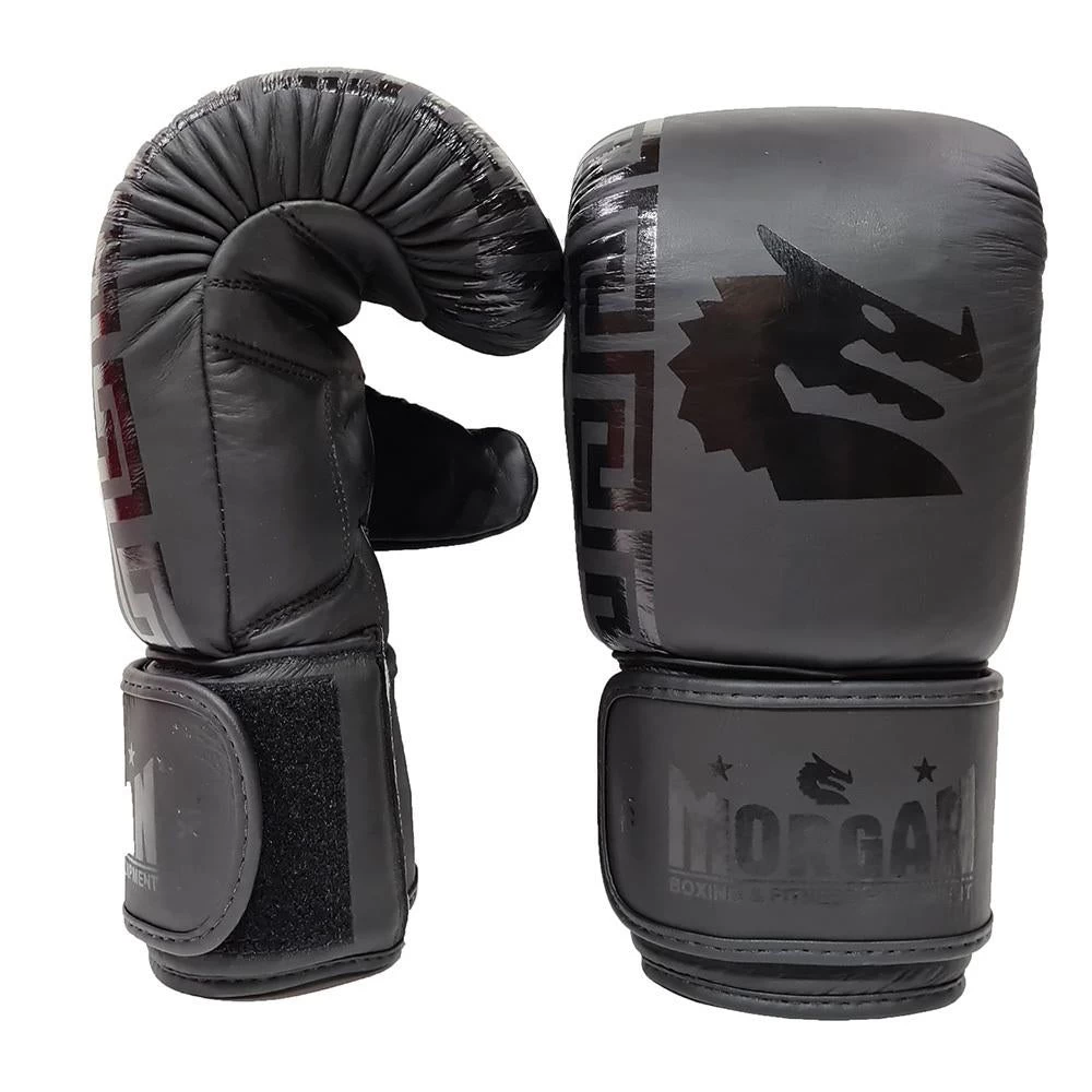 Morgan B2 Bomber Leather Boxing Bag Mitts - Black - Image 2