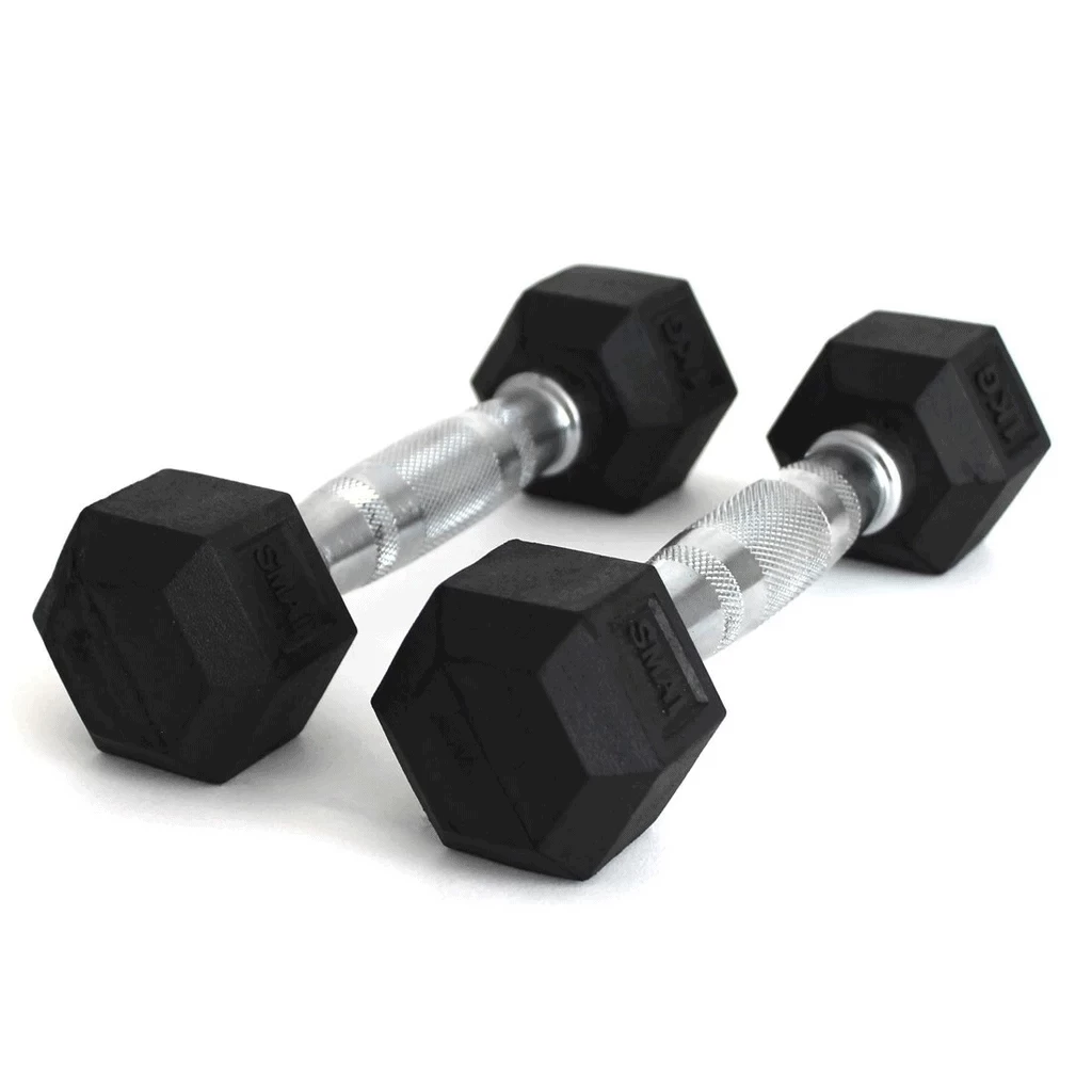 SMAI - Rubber Hex Dumbbells 1kg - 20kg (Pair)