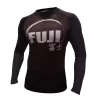FUJI IBJJF Approved Long Sleeve Rash Guard Black MMA BJJ Thai