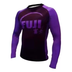 FUJI IBJJF Approved Long Sleeve Rash Guard Purple MMA BJJ Thai