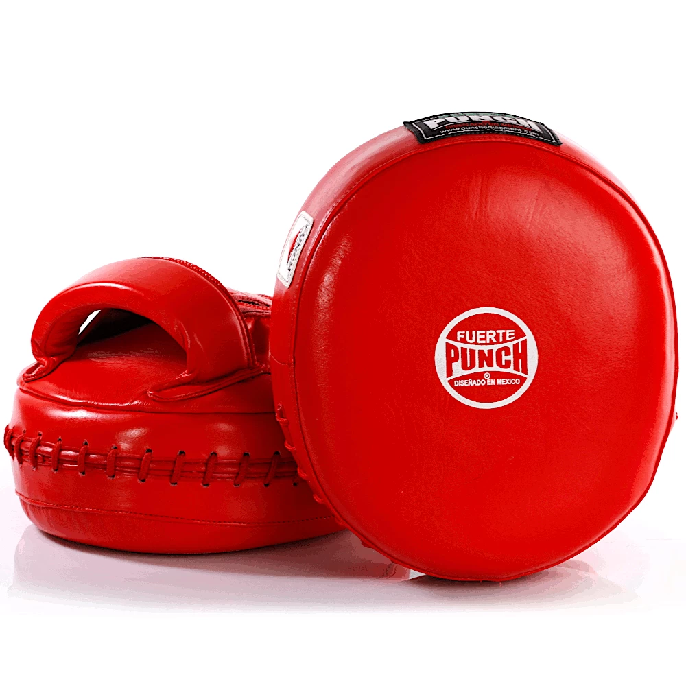 Punch Mexican Fuerte Ultra Air Leather Focus Pads PAIR - Red / White - Image 7