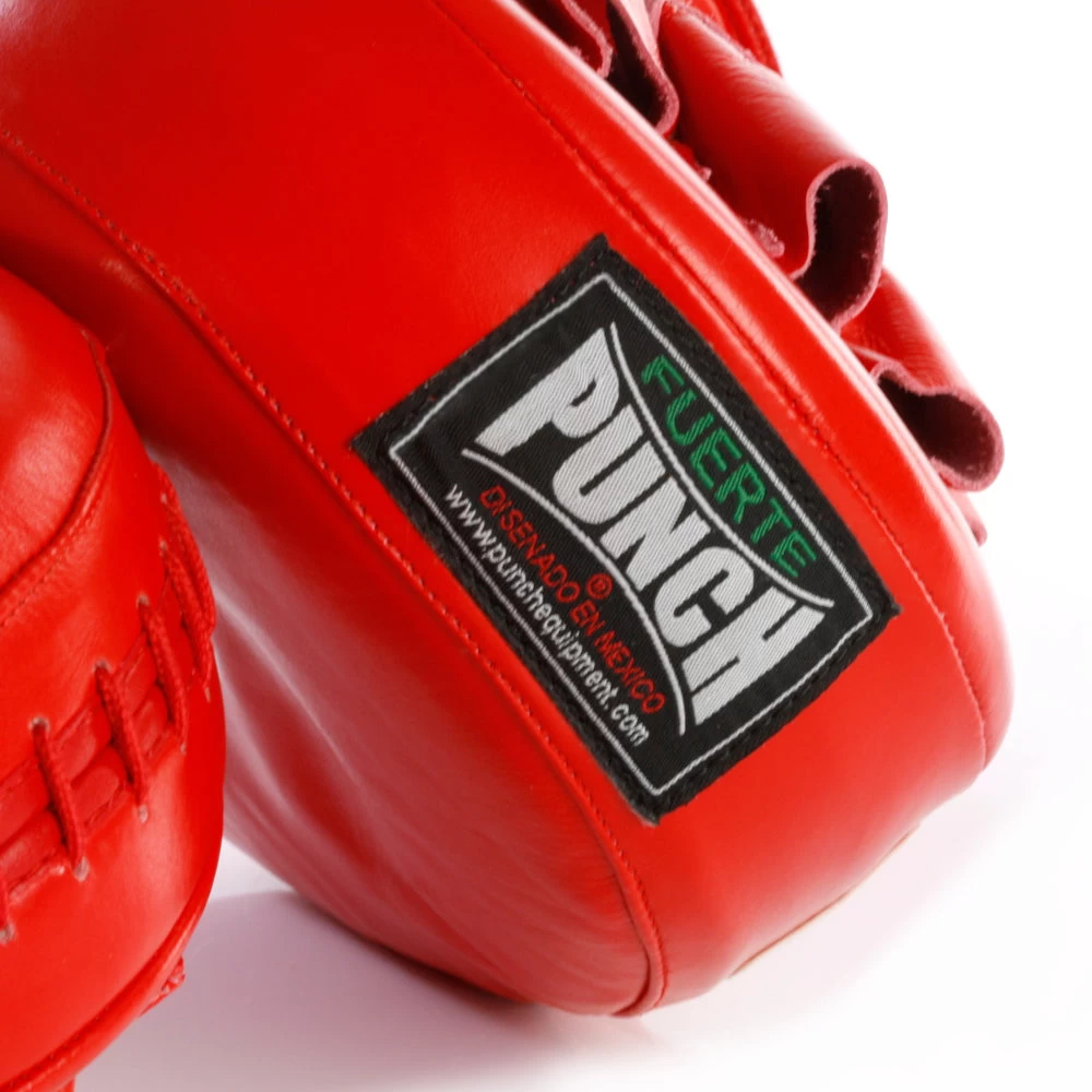 Punch Mexican Fuerte Ultra Air Leather Focus Pads PAIR - Red / White - Image 8
