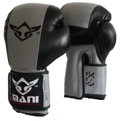 Mani Black Gel Leather Boxing Gloves