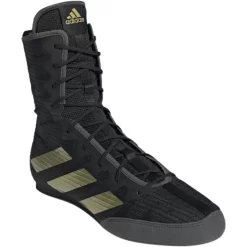 Adidas Box Hog 4 Boxing Shoes Boots Black & Gold Lace Up