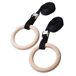 STRIKE Wooden Gymnastic Rings SET With Heavy Duty Nylon Straps