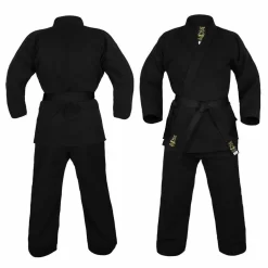 MORGAN Yamasaki Gold Deluxe Brushed Canvas Karate Uniform (Black) - 14oz