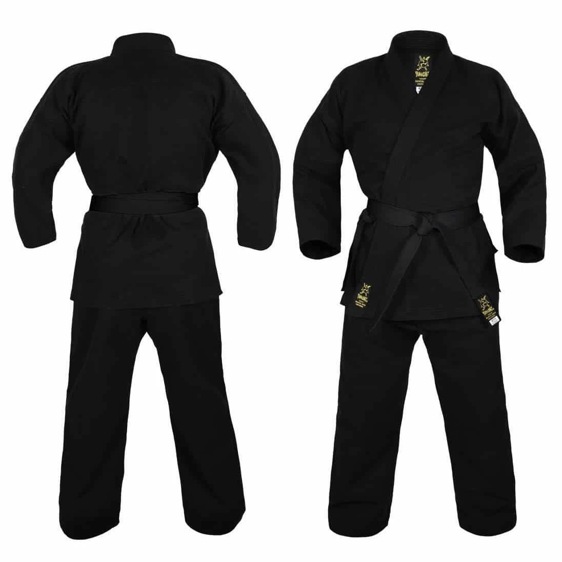 MORGAN Yamasaki Gold Deluxe Brushed Canvas Karate Uniform (Black) - 14oz