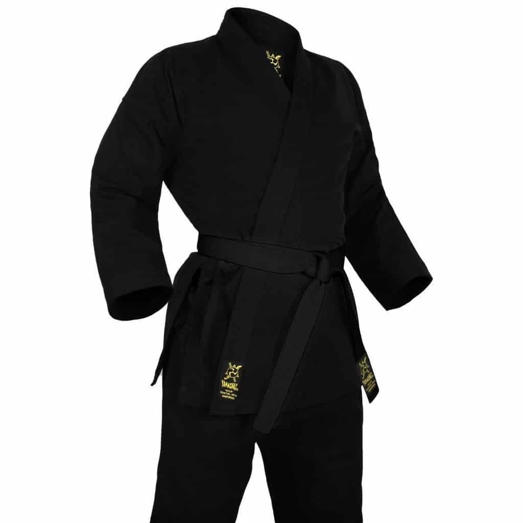 MORGAN Yamasaki Gold Deluxe Brushed Canvas Karate Uniform (Black) - 14oz - Image 2