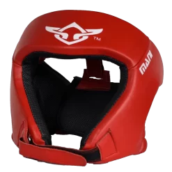 Mani Leather Open Face Pre-moulded Head Guard Gear - Red