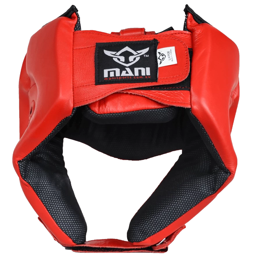 Mani Leather Open Face Pre-moulded Head Guard Gear - Red - Image 3
