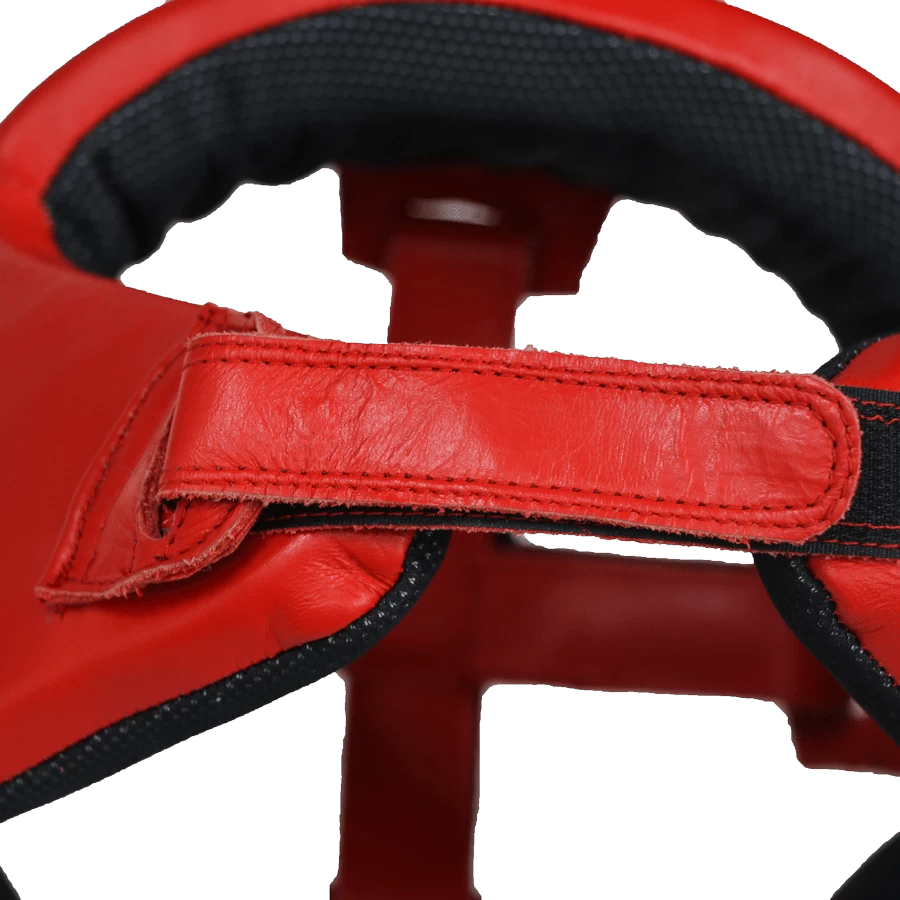 Mani Leather Open Face Pre-moulded Head Guard Gear - Red - Image 6