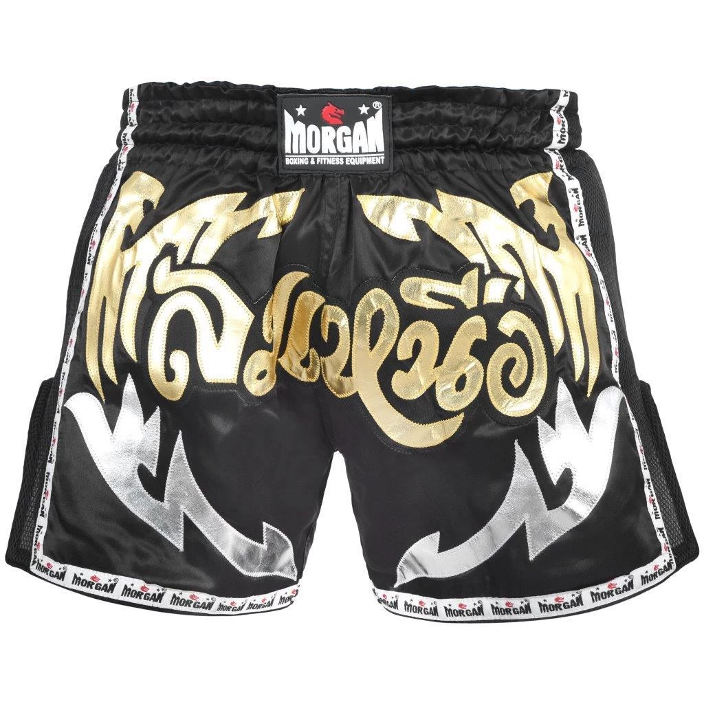Morgan Elite Retro Muay Thai Shorts - Black / Gold
