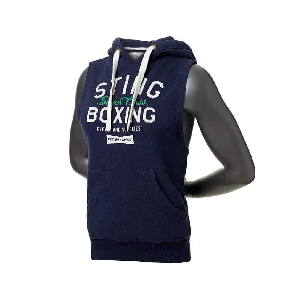 STING SUPER CLASS CUT-SLEEVE HOODIE - Navy - Image 2