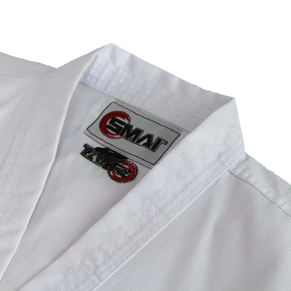 SMAI TKD Uniform 8oz Ribbed Student Dobok (White V-Neck) Gi + White Belt - Image 5