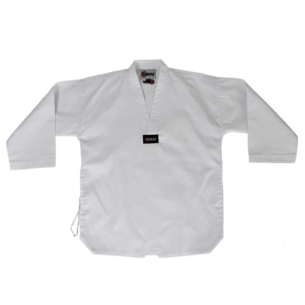 SMAI TKD Uniform 8oz Ribbed Student Dobok (White V-Neck) Gi + White Belt - Image 10