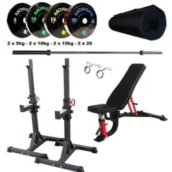 Morgan Commercial Grade Squat Bench & Workout Pack Pro Strength Training Combo