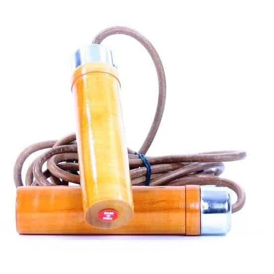 MANI 9ft Leather Skipping Rope Wooden Handles Bearings MSR-101