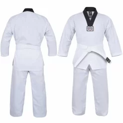 MORGAN Yamasaki V2 Ribbed Taekwondo Uniform - Black V Neck 8oz + Belt