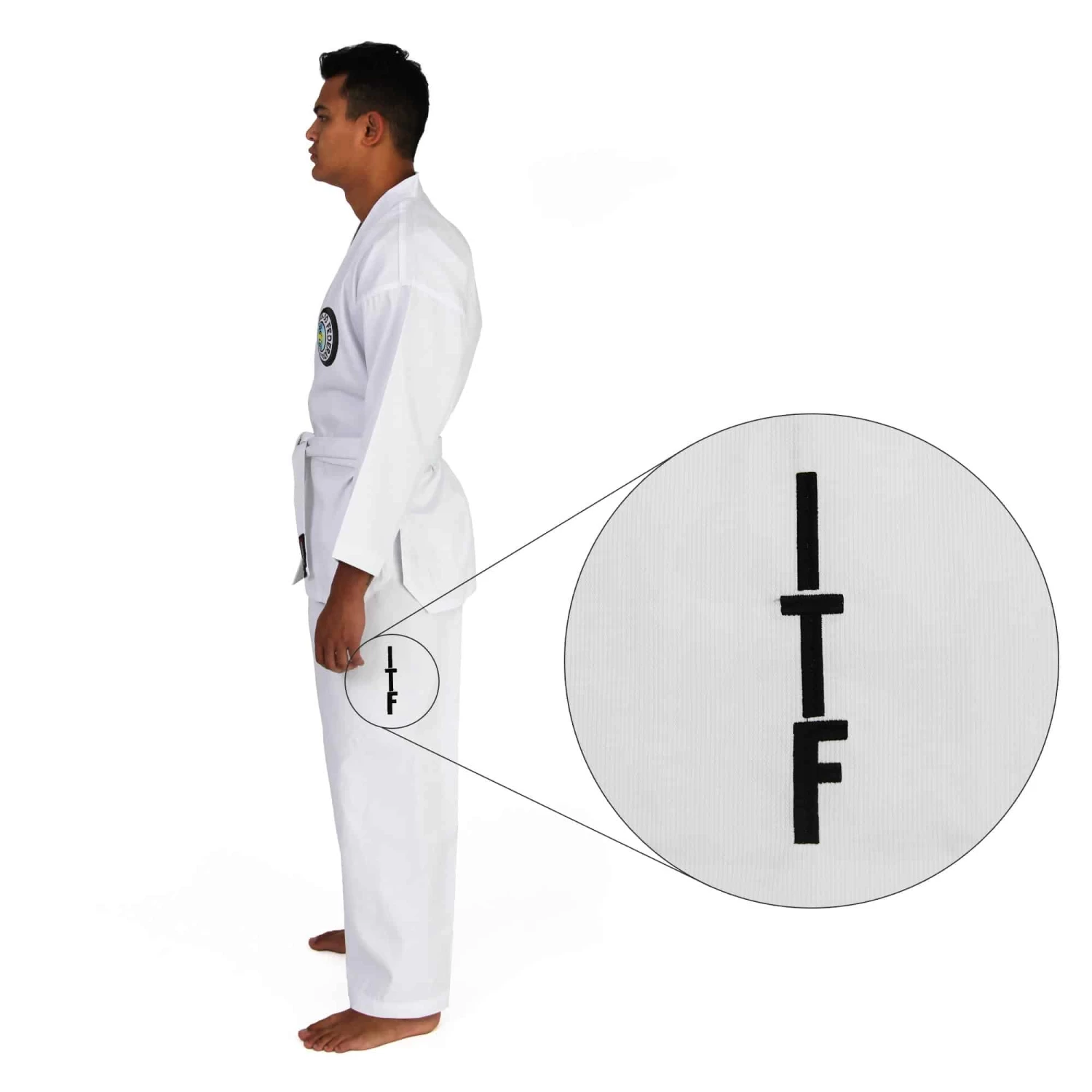 SMAI ITF TKD Uniform - 8oz Ribbed Student Dobok + White Belt - Image 2