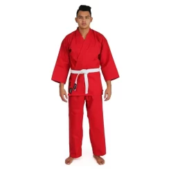 SMAI Karate Uniform 8oz Student Gi (Red) Double Stitched + White Belt