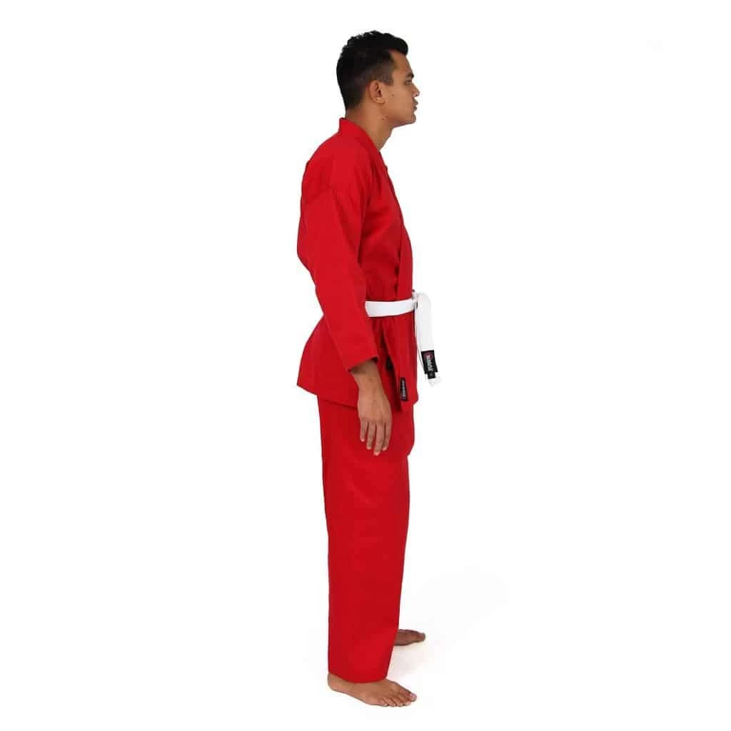 SMAI Karate Uniform 8oz Student Gi (Red) Double Stitched + White Belt - Image 3
