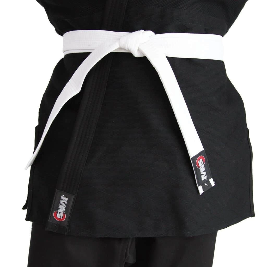 SMAI Judo Uniform Single Weave Gi (Black) Double Stitched + White Belt - Image 3