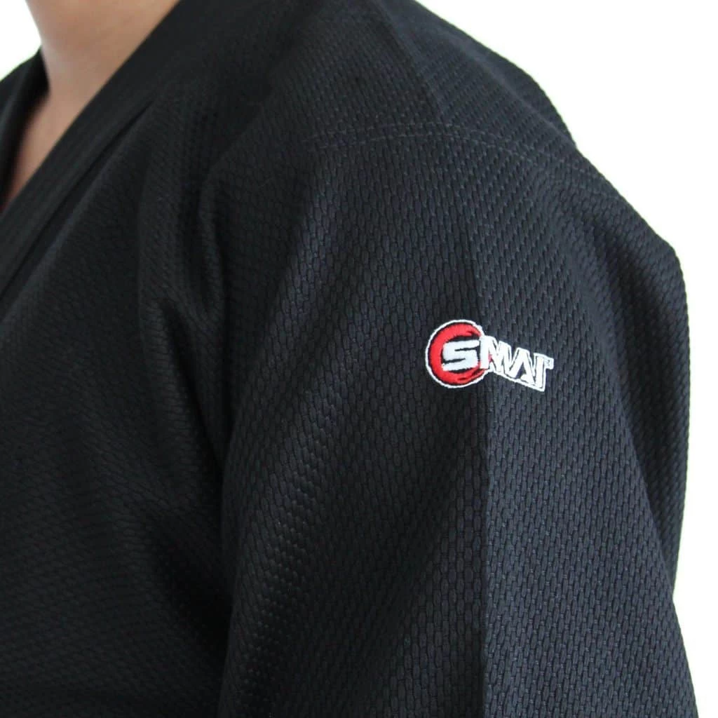 SMAI Judo Uniform Single Weave Gi (Black) Double Stitched + White Belt - Image 4