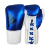 Adidas Hybrid 400 Lace Up Leather Boxing Gloves - Metallic Blue / White