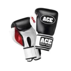 Ace Elite Genuine Leather Boxing Gloves Black 10oz 16oz