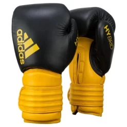 Adidas Hybrid 300 Leather Boxing Gloves - Black / Yellow