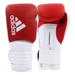 Adidas Hybrid 300 Leather Boxing Gloves - Red / White