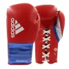 Adidas Adipower Lace Up Leather Boxing Gloves - Red Blue Silver
