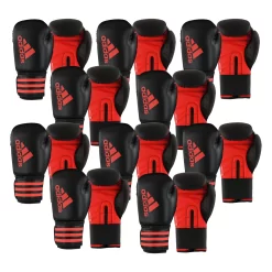 10x Adidas Hybrid 50 Boxing Gloves 16oz Red / Black Trainer Bulk Pack