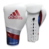 Adidas Adispeed Lace Up Pro Boxing Gloves - White Blue Red
