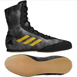 Adidas Box Hog Plus Boxing Shoes Boots Black & Gold Lace Up