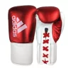 Adidas Hybrid 400 Lace Up Leather Boxing Gloves - Metallic Red / White