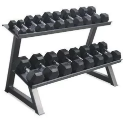 Morgan Rubber Hex Dumbell Weights Deluxe Rack Gym Equipment Commercial Grade