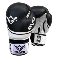 Mani Leather Evo Pro Boxing Gloves Sparring / Training - Black & White