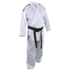 Adidas Karate Gi Uniform Kumite Fighter White With Red Stripes Senior