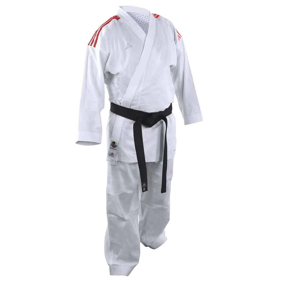 Adidas Karate Gi Uniform Kumite Fighter White With Red Stripes Senior