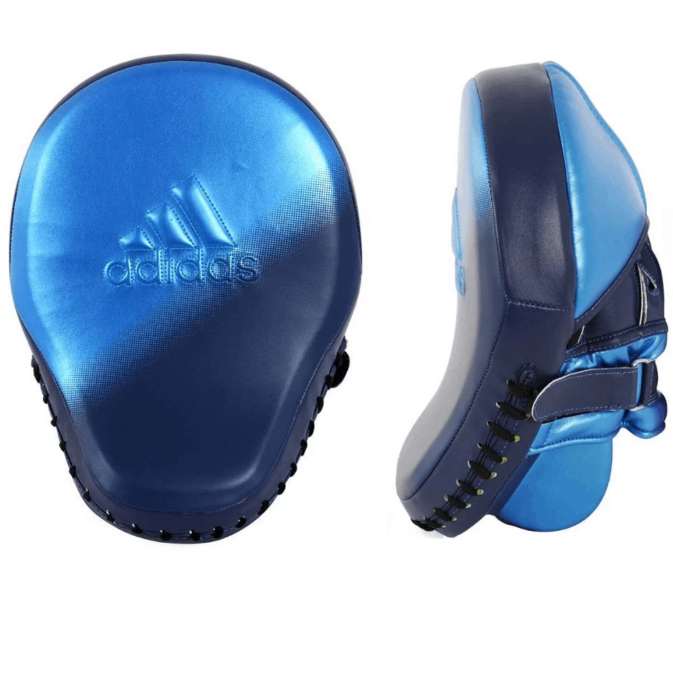 Adidas Short Curved Super Focus Mitt Punch Pads 3D Metallic Blue Boxing Training