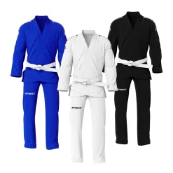 STRIKE 100% Cotton BJJ Gi W/ Ripstop Pants Black/Blue/White +FREE White Belt