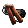 STRIKE Leather Skipping Rope Wooden Handle W/ Bearing Leather Rope 3m